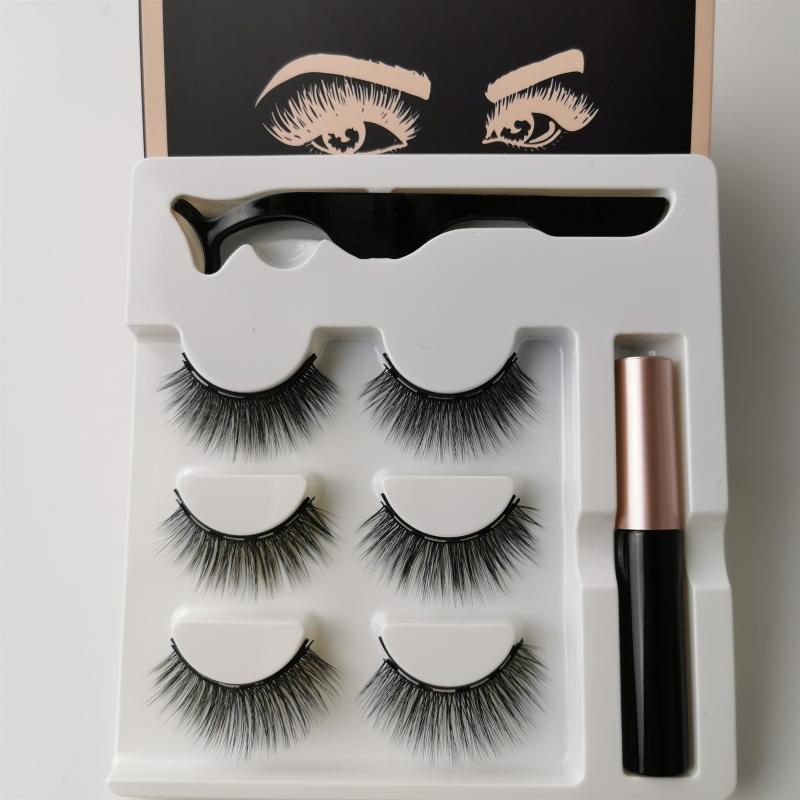 

eyelashes magnetic Liquid Eyeliner & Magnetic False Eyelashes & Tweezer Set Waterproof Long Lasting Eyelash Extension