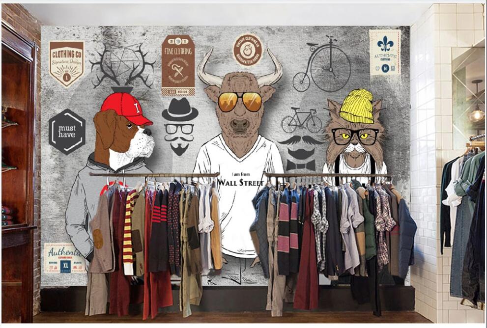 

3d wallpaper custom photo mural on the wall Retro nostalgic abstract animal clothing store home decor photo wallpaper in the living room, Non-woven wallpaper