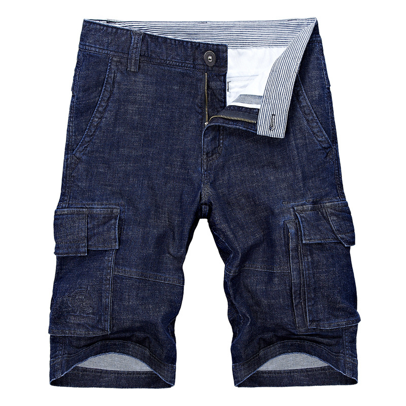 

New Style Summer Shorts Men'S Cotton Bags Casual Denim Shorts-40, Denim blue