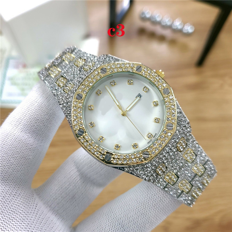 

Colors Mens Fashion Watch Royal Oak Luxury Designer Diamond Iced Out Watches Stainless Steel Bling Quartz ap Movement Party Wristwatch afpa1