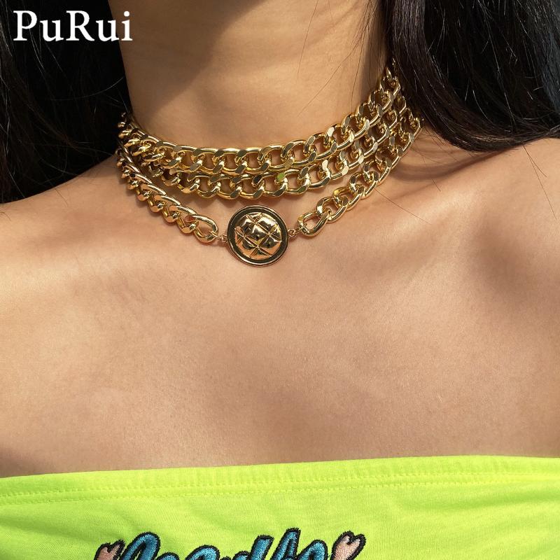

Curb Cuban Thick Choker Necklace Multilayer Punk Hip Hop Collar Statement Clavicle Necklace for Women Fashion Jewelry
