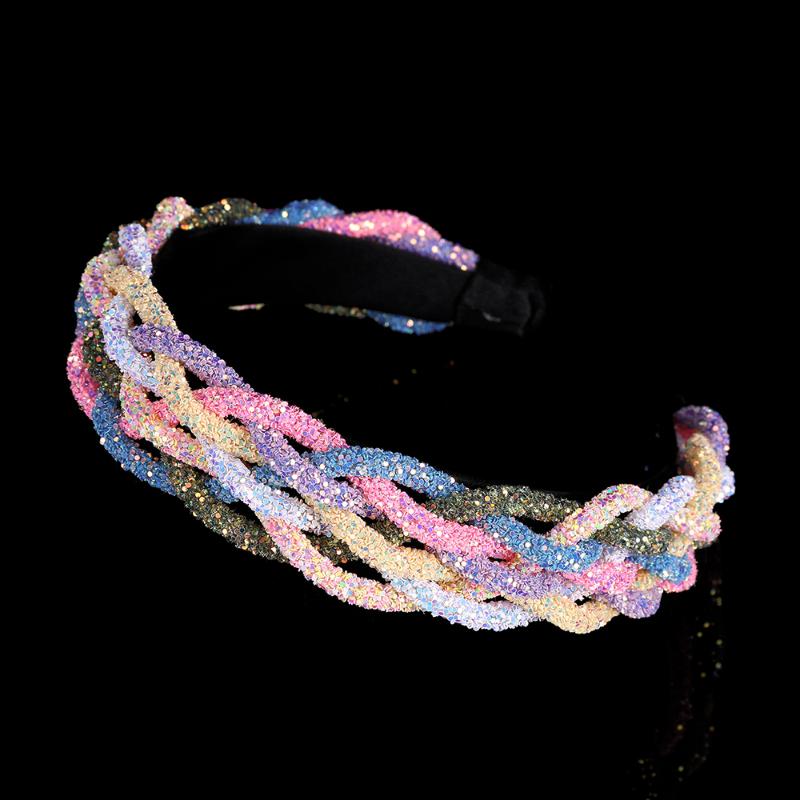 

Haimeikang New Fashion Headband Rhinestone Sequins Bezel Headdress Crossover Braided Head Hoop Pastoral Style Hair Accessories