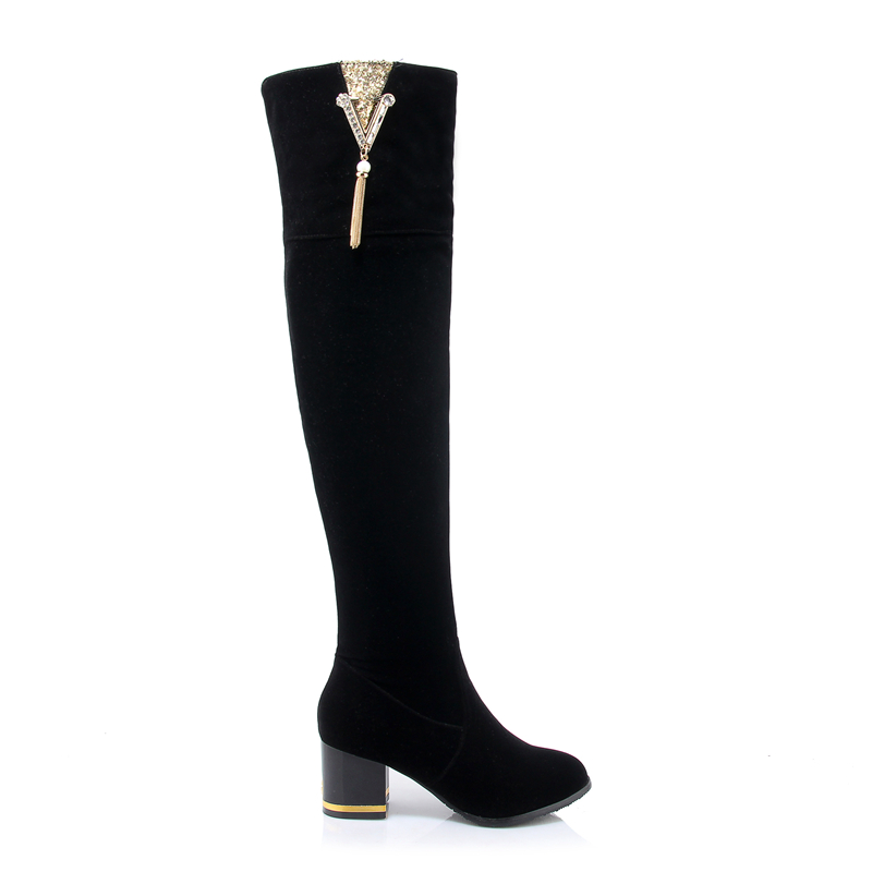 

Women Boot nubuck Over The Knee Boots Sexy High Heels Shoes Woman Female Slim Thigh Botas 35-43 Thigh High Boots, Black