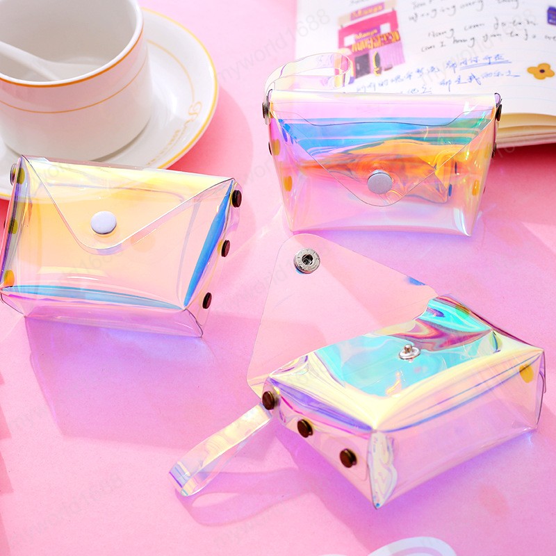 

Cute Mini Coin Purse Women PVC Transparent Jelly Bag Girls Laser Small Wallet Pouch Box Clear Bag Change Purse