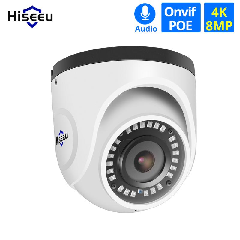 

Hiseeu 4K 8MP POE IP Camera Dome Waterproof Audio CCTV Camera P2P Motion Detection ONVIF For PoE NVR 48V