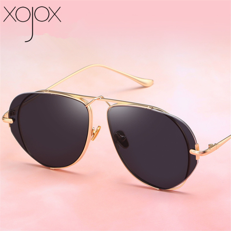 

XojoX Oversized Sunglasses Women Men Fashion Trimming Vintage Sun Glasses 2020 Brand Desiger Matel Frame Ladies Eyeglasses UV400
