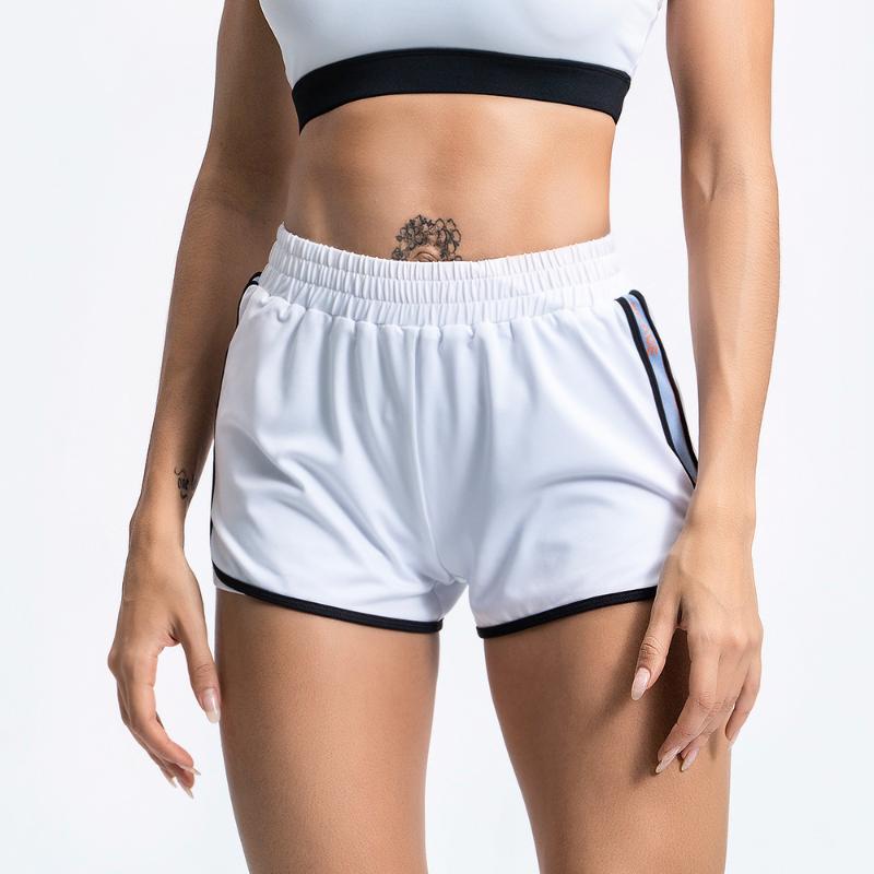 

Women Sport Active Shorts Fitness Summer Yoga Strap femme Sport Short Gym Running Workout Training Shorts Pull on Style, Black