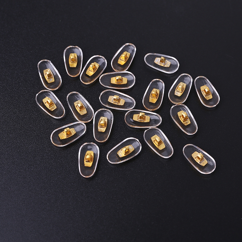 

10 Pairs/Lot Golden PVC Glasses Anti Slip Aluminum Conductor Silver Nose Pads