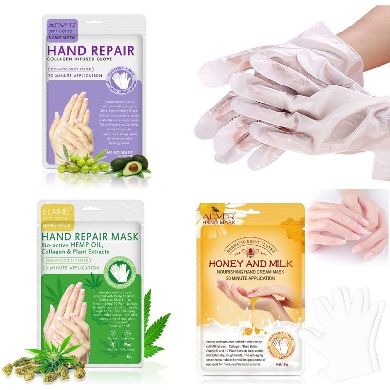 

ELAIMEI ALIVER Honey Hand Mask Hand Care Improves Dry Exfoliating Hand Mask Collagen Infused Moisturizing Gloves