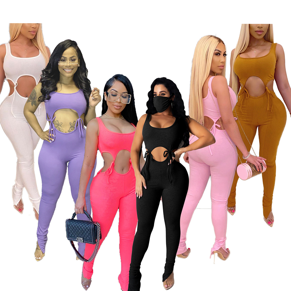 

Sexy Jumpsuit Women Summer Overalls Bodysuit Romper Body Simenual Party Jump Suit 6 Choices F0087 -2XL, Brown