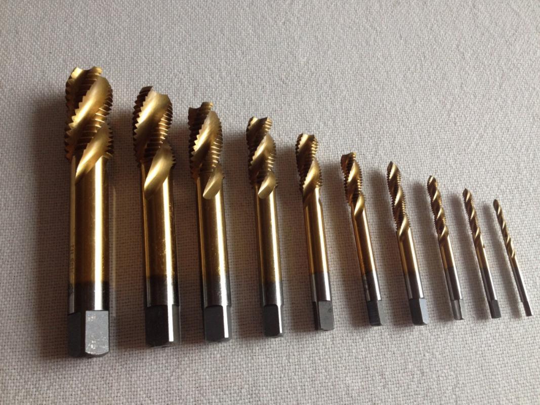 

High quality HSS 6542 Full CNC grinded 15pcs standard teeth Machine spiral Tap Screw Taps HSS TIN coating M3 -M30 full sizes set
