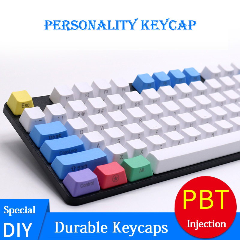 

PBT Keycaps Durable Keycap Set Laser Engraving Key Caps Top Printed for 87/104/108 Standard Mechanical Keyboard