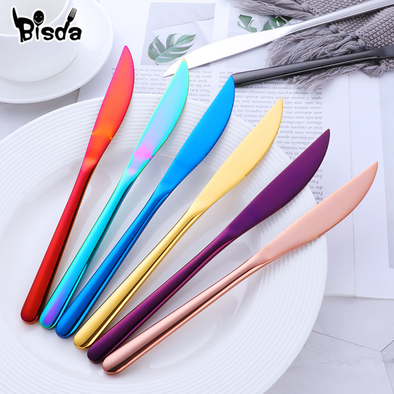 

Stainless Steel Dinner Knives Set Sharp Steak Knife Western black knife Restaurant Table Gold Knives in dinnerware set