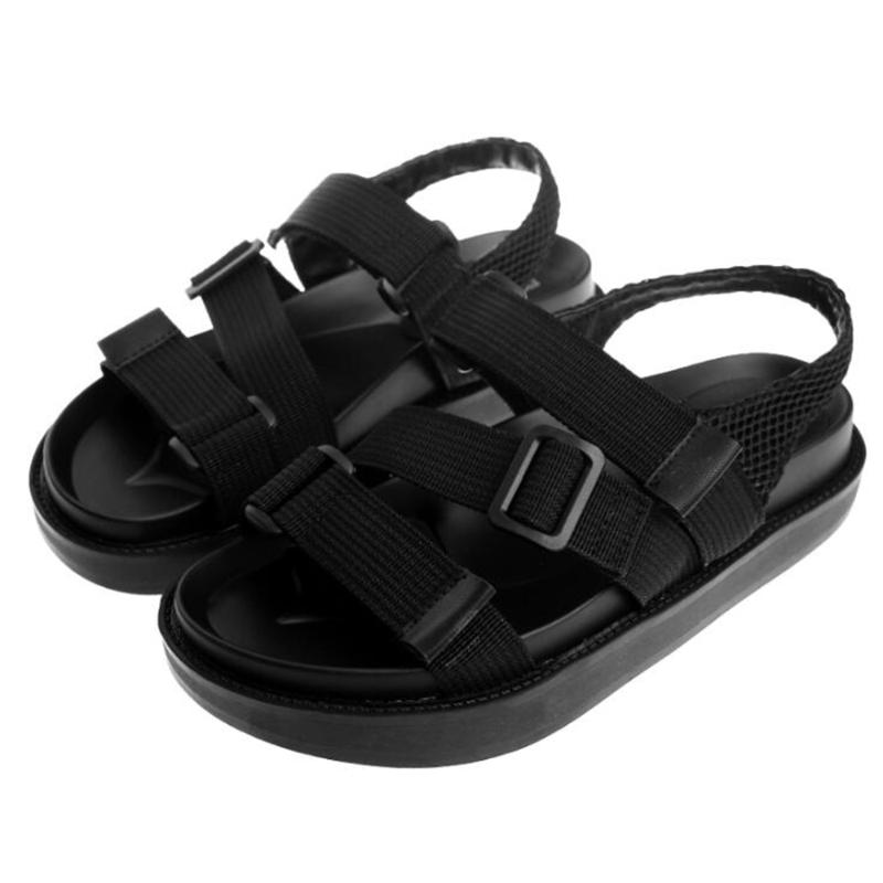 

Vacation Beach Sandals Women Open Toe Platform Sandals Rome Shoes flat Women Summer Shoes Ladies sandalias mujer sh495, Black
