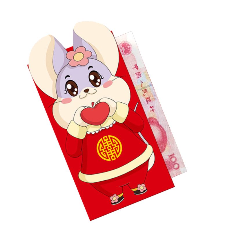 

6pcs/set Chinese New Year Red Money Envelope Year of the Rat Packet Bag Spring H4GD