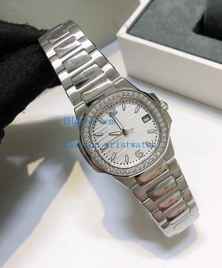 

two tones nutilus 7010 swis s quartz ladies womens watch 32 5mm blue texture stick markers 316l steel sapphire fashion wristwatch