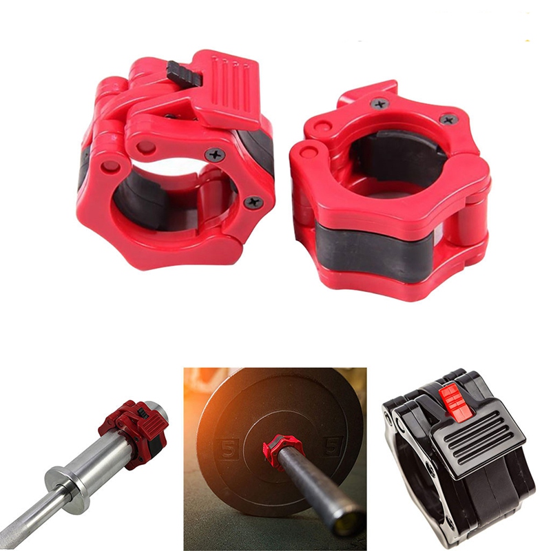 

Exercise Weight Collar 2pc 25mm Gym Fitness Clamps Lock Dumbbell Spring Collars Weightlifting Tool Barbell Attachment, Red