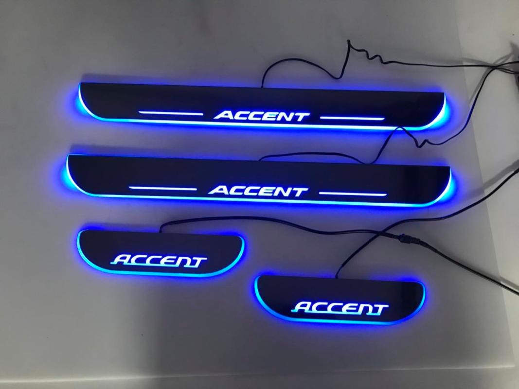 

Express delivery led door sill plate strip welcome light threshold guard protectors for accent solaris