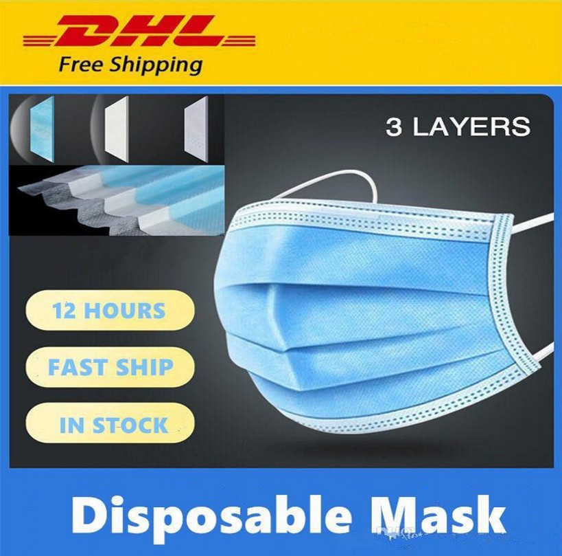 

Disposable Face Mask 3 Layers Dustproof Facial Protective Cover Masks Anti-Dust Disposable Salon Earloop face Mask