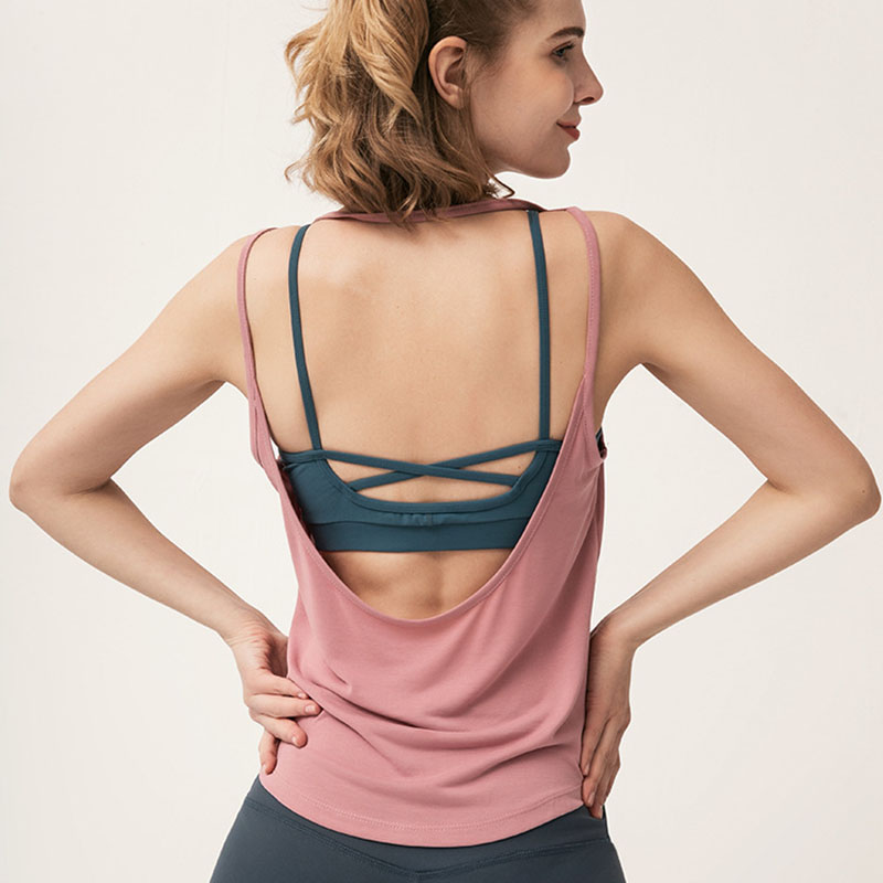 

SALSPOR Casual Women Sport Fitness Yoga Shirts Solid Color Backless Sleeveless Shirts Tank Gym Running Workout Sport Vest Female, White