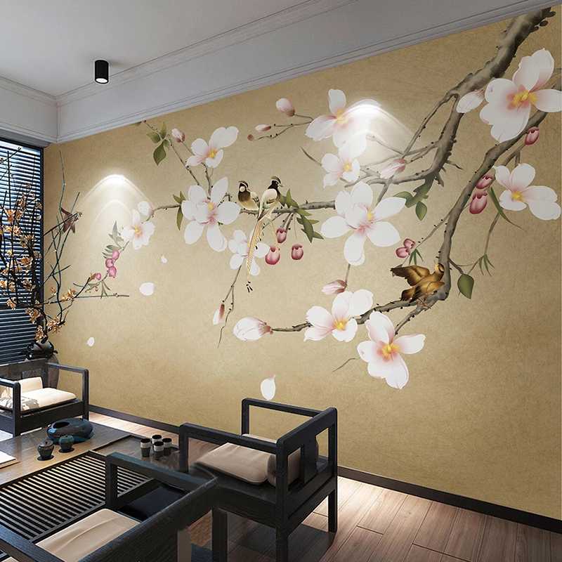 

Custom 3D Wallpaper Chinese Style Magnolia Flower Photo Wall Mural Living Room TV Sofa Bedroom Study Home Decor Papel De Parede, As pic