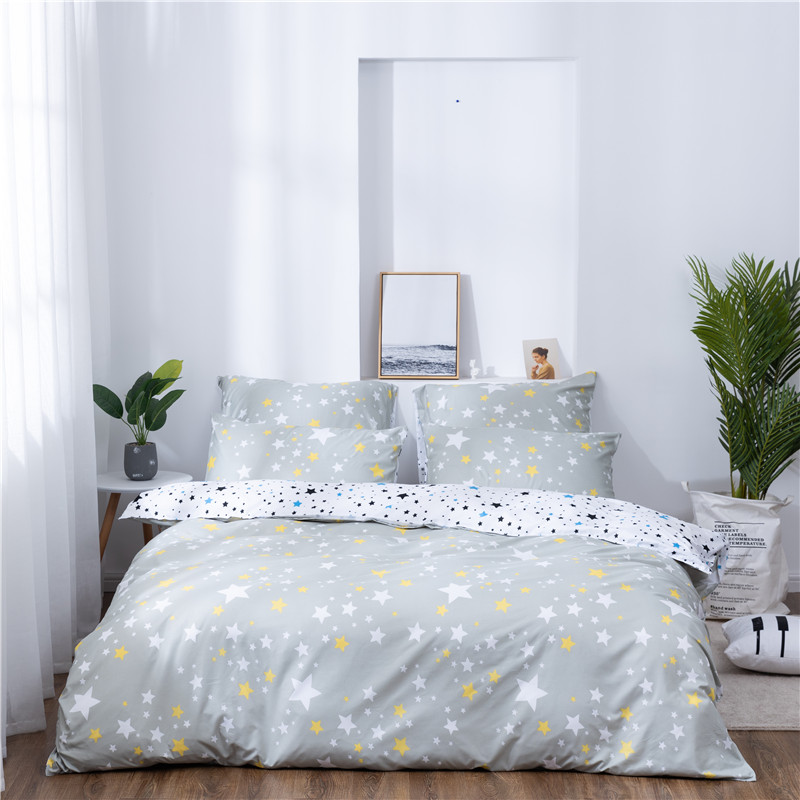 

X-1005 Printed Solid bedding sets Home Bedding Set 4-7pcs High Quality Lovely Pattern with Star tree flower