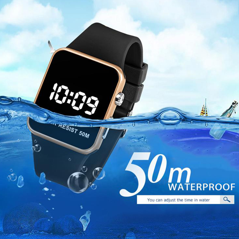 

Wristwatch Clock Display Screen Electronic Touch Watches LED Light Silicone Watch Fashion Digital Men Luxury Lrkwv, Slivery;brown