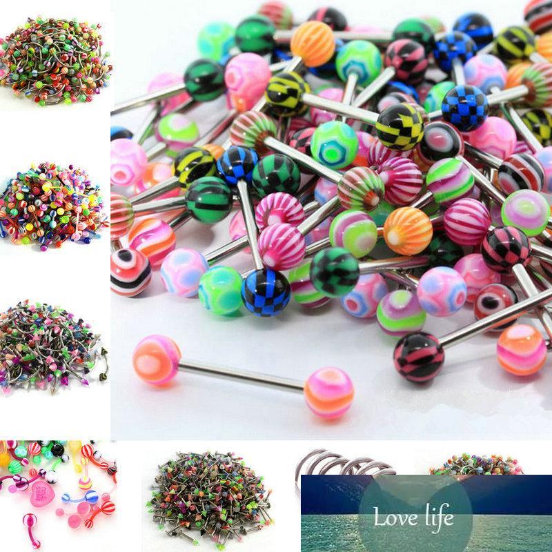 

10PCS/ Newest Mixed Color Ball Tongue Navel Nipple Barbells Rings Nose Rings Bars Body Jewelry