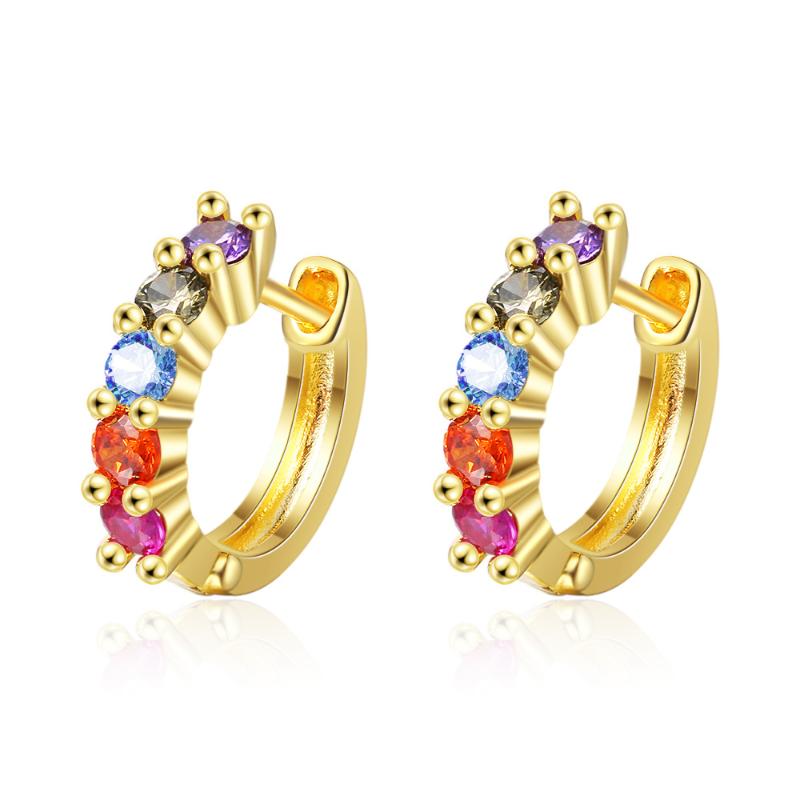 

Gold Color Pave Rainbow Zirconia CZ Small Circles Huggies Hoop Earrings For Children Girls Baby Kids Jewelry brinco pequeno Aros