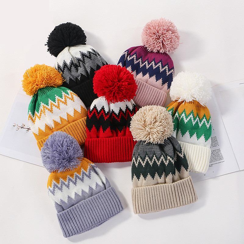 

2020 Winter Women Hats Knitted Thickened Cotton Women's pom pom Hat Warm Winter Hats For Women Girl Knitted Beanies Female Caps, Yellow
