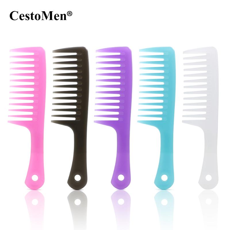 

CestoMen Women Hairdressing Styling Hair Curling Comb Wide Tooth Anti-static Plastic Long Curly Hair Comb For Detangling