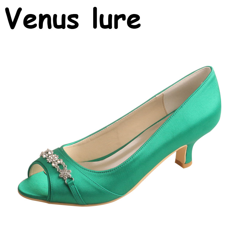 

23 Colors Green Bridal Peep Toe Shoe 5cm Heel Ladies Party Prom Pumps Size 7