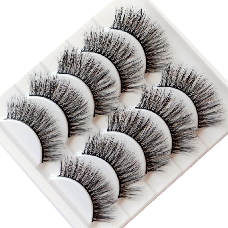 

3D False Eyelashes Handmade Thick Curled Full Strip Lashes Extension Fashion 5 Pairs Eyelashes