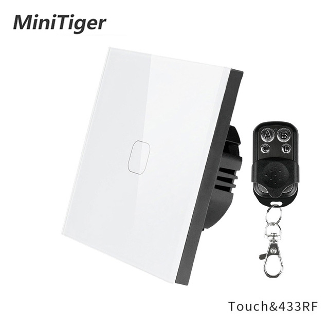 

Minitiger EU/UK Standard 1/2/3 Gang 1 Way RF433 Remote Control Wall Touch Switch,Smart Home Wireless Remote Control Light Switch