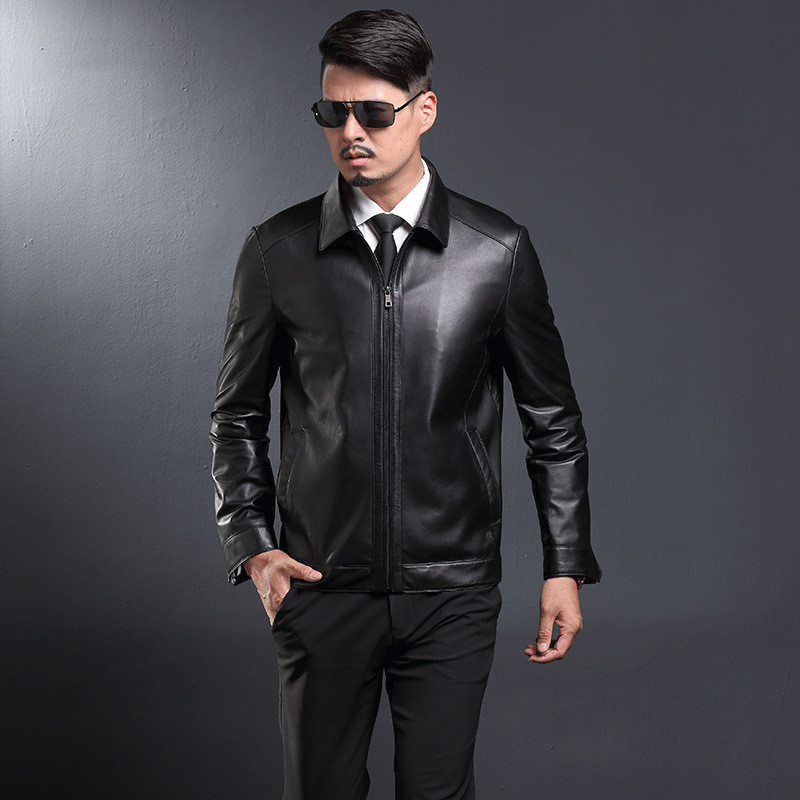

Real Sheeskin Jacket Luxury Men Coat Black Genuine Leather Jackets Chaqueta Cuero Hombre Plus Size 5XL FYY692