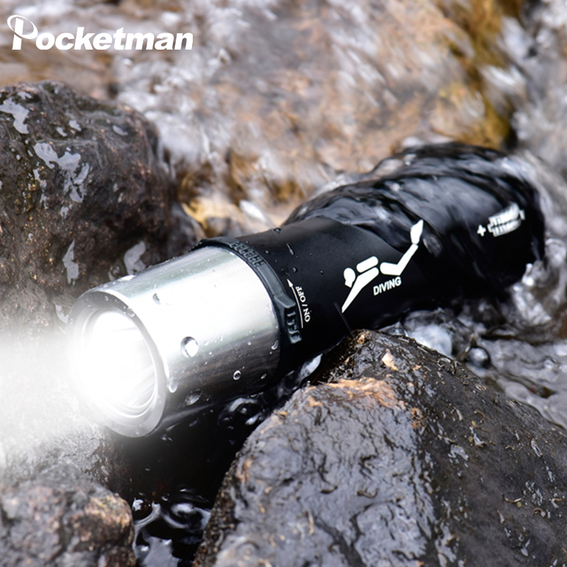 

IPX8 Scuba Diving Light Shallow water T6 Torch Underwater LED Diving Camping Lanterna Magnetic control use 18650