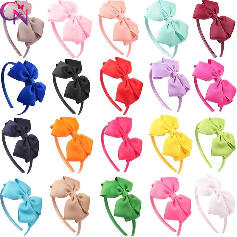

11 Pcs/lot Plain Satin Covered Hairbands With Ribbon B For Kids Girls Handmade Hard Bows Headbands Hair Accessories, Multi
