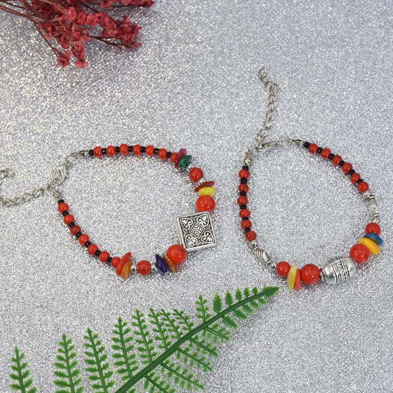 

The Bohemian Style Red Beads Ladies Adjustable Chain Bracelet is Suitable for Female Charm Accessories