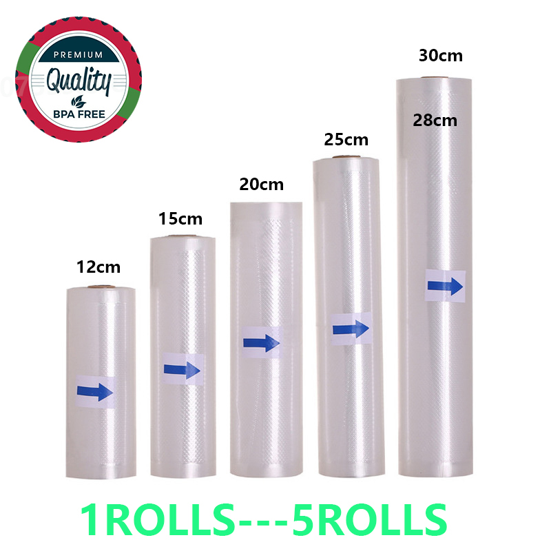 

2-5 Roll Vacuum bag Sealer Bags for Saver Sealing Machine Plastic Storage Vacuum Bag Kitchen Packer Vacum 12-30cm