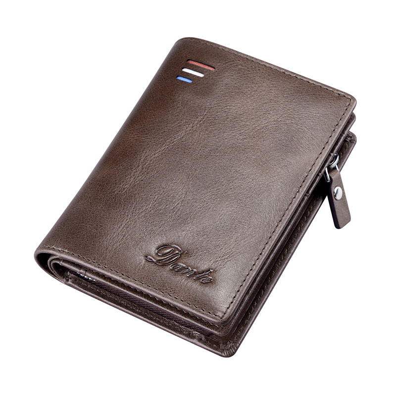 

New Arrival Genuine Leather Wallet Men Coin Purse for Male Small Min Walet Card Pocket Fashion Wallets Real Skin Purse, Khaki