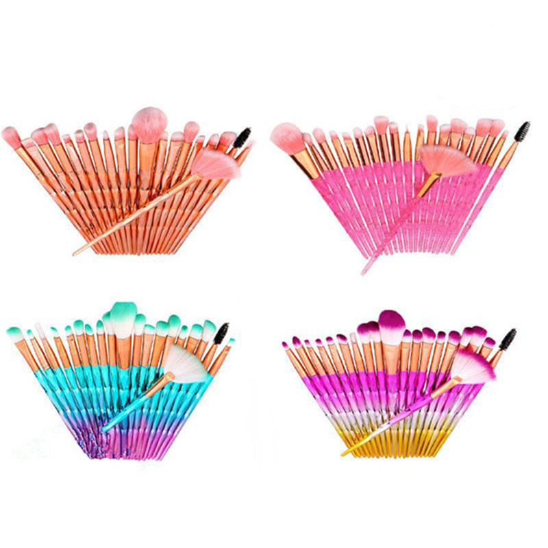 

20 Pcs professional Cosmetic Makeup Brush Diamond Colorful Beauty Makeup Brushes Eyeshadow Foundation Blush Cosmetic Brush Set