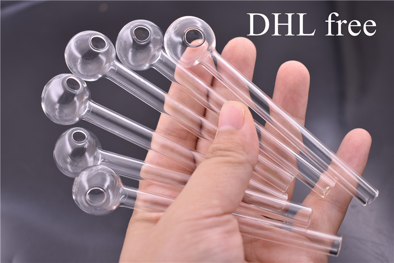 

DHL 4inch Length Pyrex Glass Oil Burner Pipe Clear Cheap Glass Water pipe Handle smoking Pipes Smoking Accessories in stock