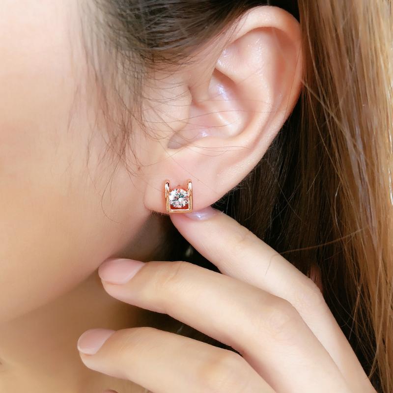 

Simple Style +Cubic Zirconia Stud Earrings For Women Rose Gold/Silver Color Fashion Crystal Wedding Jewelry DWE216