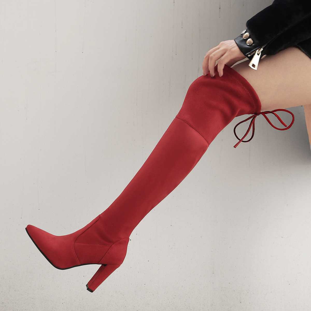 

New winter style women shoes Over the knee boots Fashion boots women European style western Stretch snow, Black