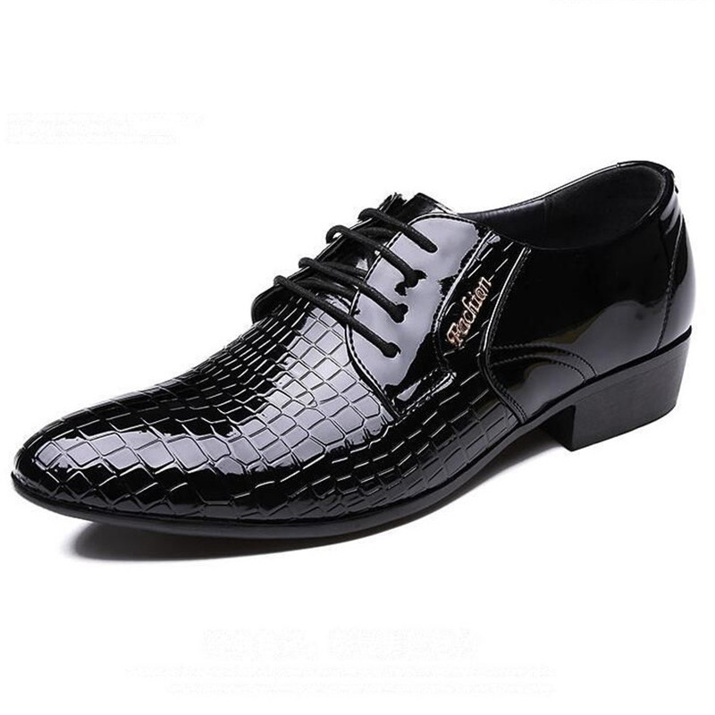 

Mazefeng Men's Crocodile Dress Leather Shoes Lace-Up Wedding Party Shoes Mens Business Office Oxfords Flats Pls Size Men Fashion, Black