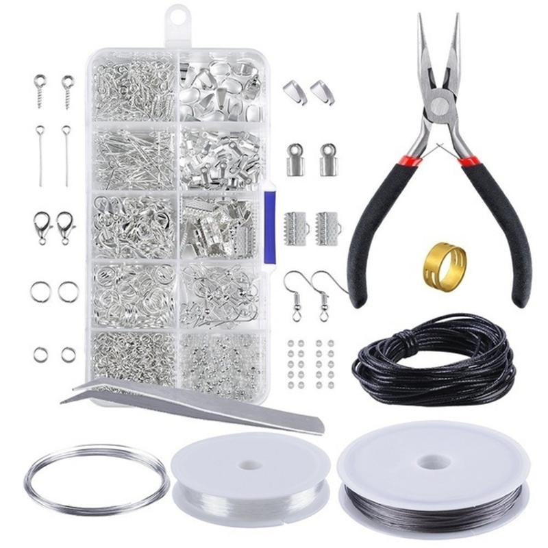 

Jewelry Making Kit Jewelry Starter Set Beading Making and Repair Tools Pliers Silver Beads Wire Accessories