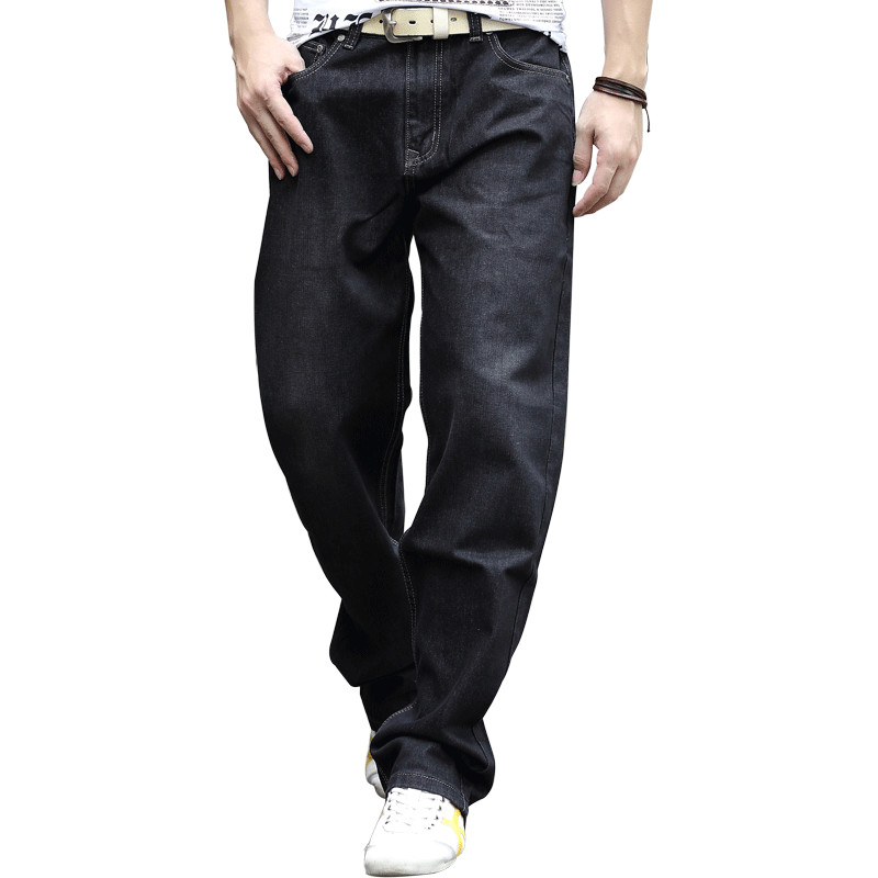 

Spring and Autumn New Wide-Legged Black Jeans Men Straight Canister Fertilizer Plus-Size Hip Hop Pants Men Loose Jeans