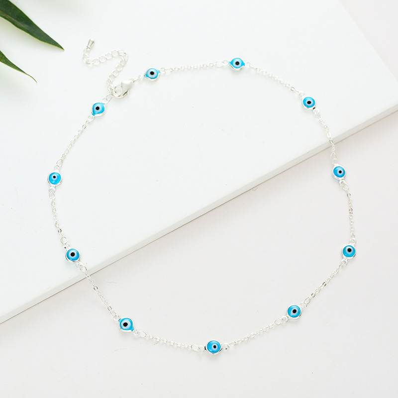 

Trendy Style Simple Evil Eyes Chain Necklace High Quality Metal MultiColor Chain Clavicle Necklace for Women Jewelry Gifts
