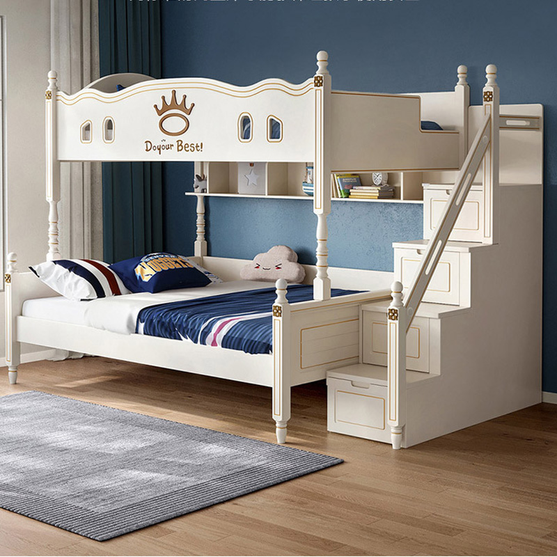 

Modern style custom Children's bed solid wood twin step bunk bed with drawer storage