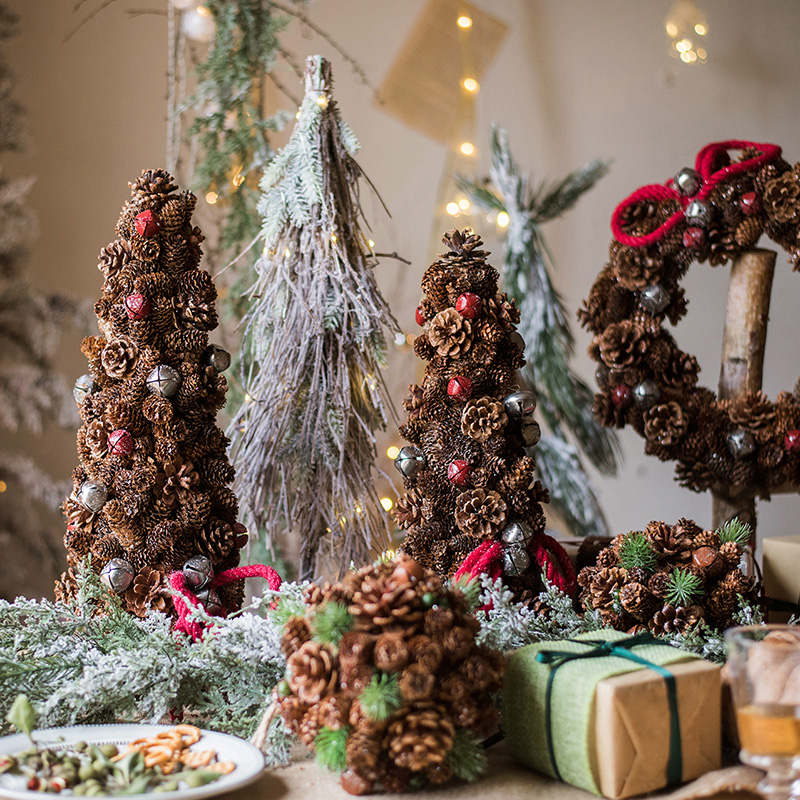 

Nature Pine Cones Apple Berries Artificial Tree 2020 Christmas Tree Rustic Decor Home Xmas Wood Farmhouse Bonsai Noel